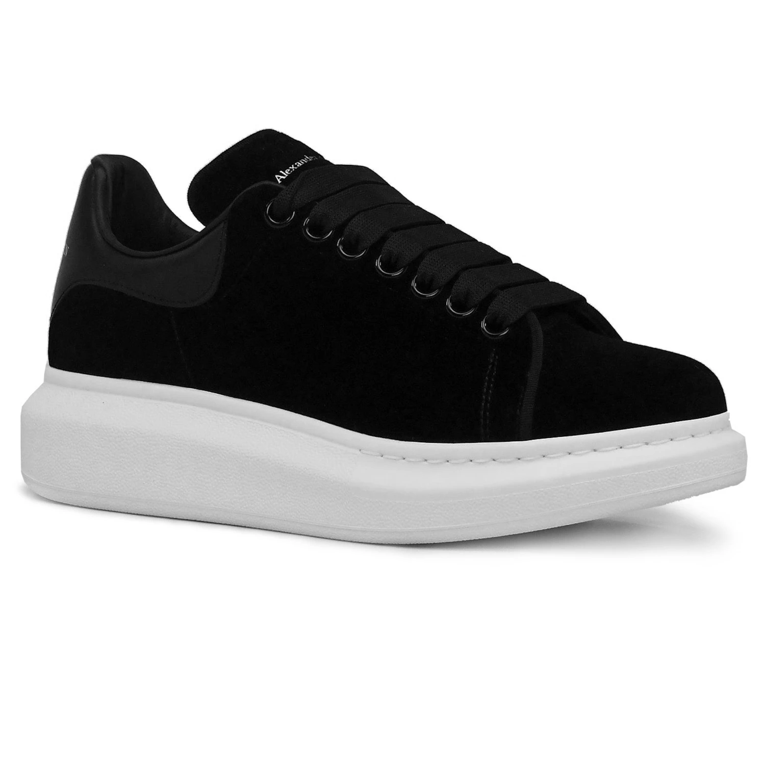 Alexander Mcqueen Raised Sole Black Velvet Trainers (W) 2 Alexander Mcqueen Raised Sole Black Velvet Trainers (W) - Image 2