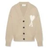 Ami Paris Ami De Coeur ADC Beige White Cardigan