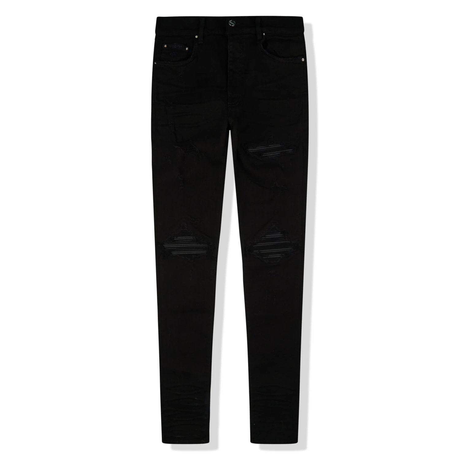Amiri MX1 Black Leather Patch Jeans 1 Amiri MX1 Black Leather Patch Jeans