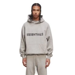 Fear Of God Essentials Heather Oatmeal Hoodie 7 Fear Of God Essentials Heather Oatmeal Hoodie -Creps Lockers Fear Of God Essentials Heather Oatmeal Hoodie Crepslocker model front