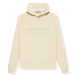 Fear Of God Essentials Logo Flocked Egg Shell Hoodie (FW22)