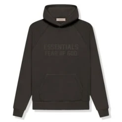 Fear Of God Essentials Logo Flocked Off Black Hoodie