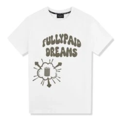 Fully Paid Dreams White Khaki Oversized T Shirt