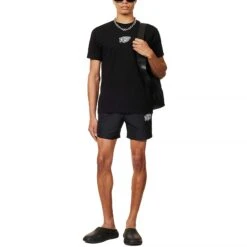 Off-White Carlos Arrows Logo Black Swim Shorts 9 Off-White Carlos Arrows Logo Black Swim Shorts -Creps Lockers Off White Carlos Arrows Logo Black Swim Shorts Crepslocker Model Front 1