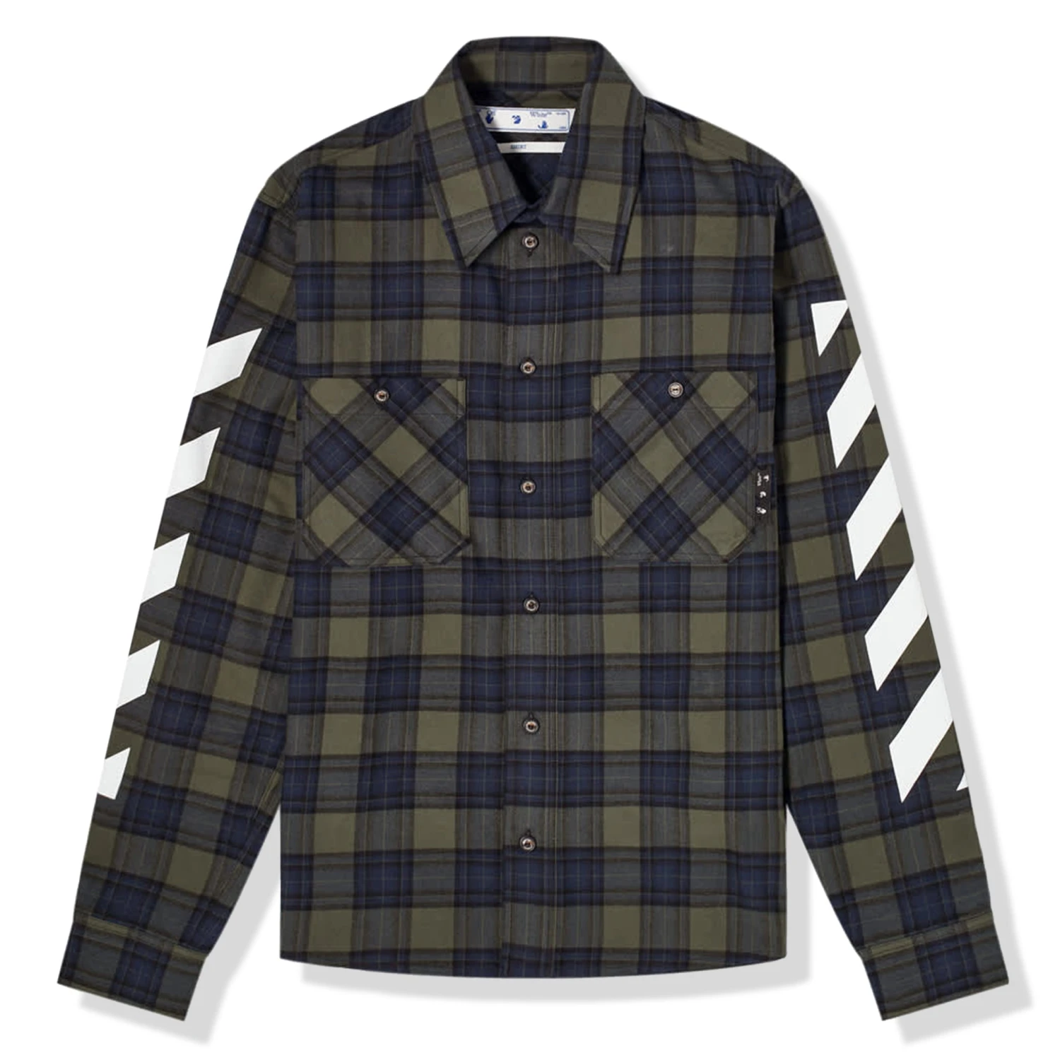 Off-White Diagonal Check Green Flannel Shirt 1 Off-White Diagonal Check Green Flannel Shirt