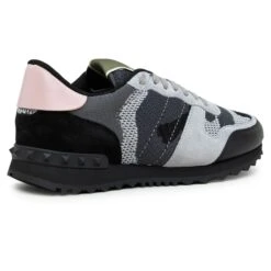 Valentino Rockrunner Camouflage Grey Black Pink Mesh Sneaker (W) -Creps Lockers Valentino Rockrunner Camouflage Grey Black Pink Mesh Sneaker Crepslocker Back Side