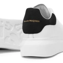 Alexander Mcqueen Raised Sole White Black Suede Sneaker -Creps Lockers alexander mcqueen raised sole white black suede sneaker p0001s back tab