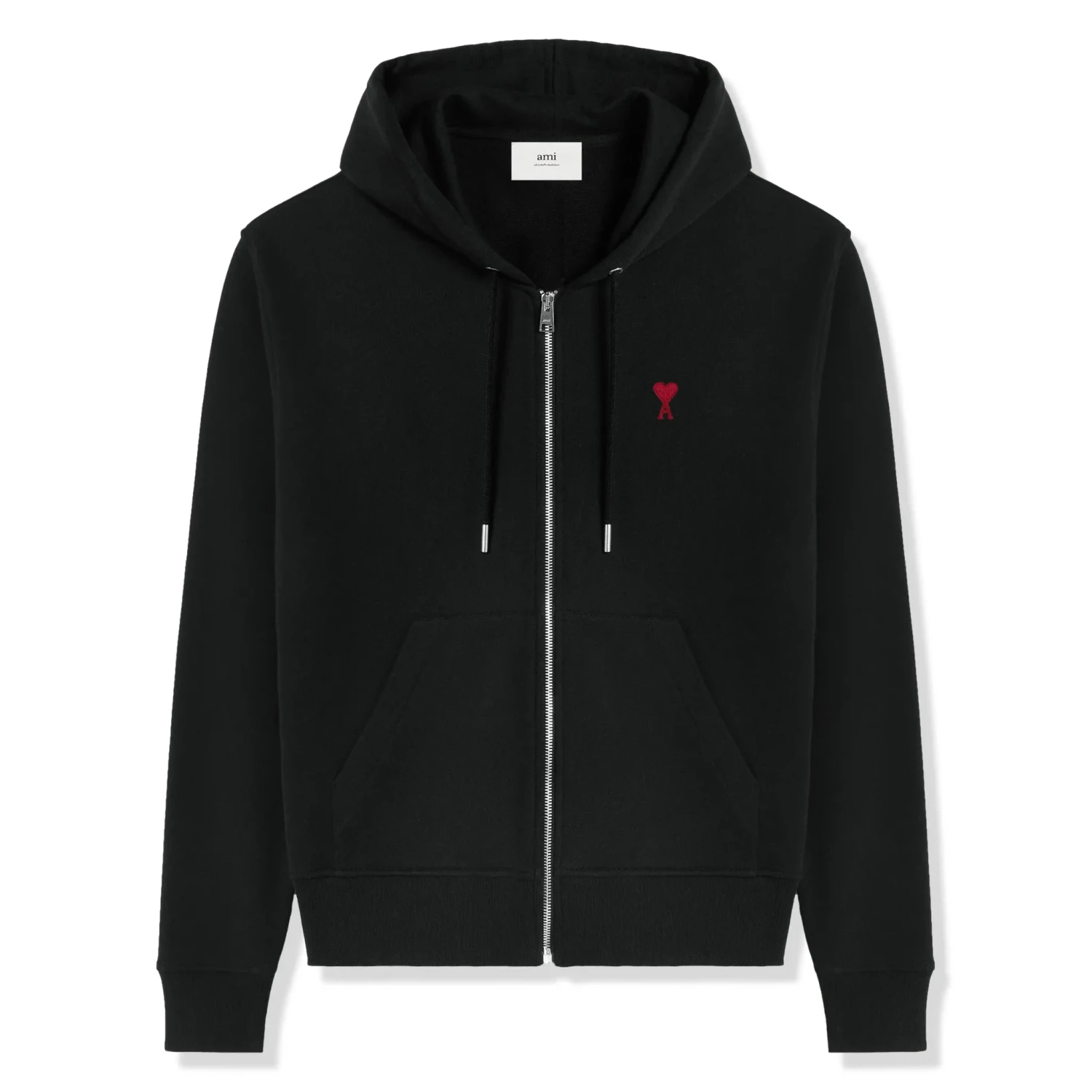 Ami Paris Ami De Coeur Cotton Black Zip-Up Hoodie 1 Ami Paris Ami De Coeur Cotton Black Zip-Up Hoodie