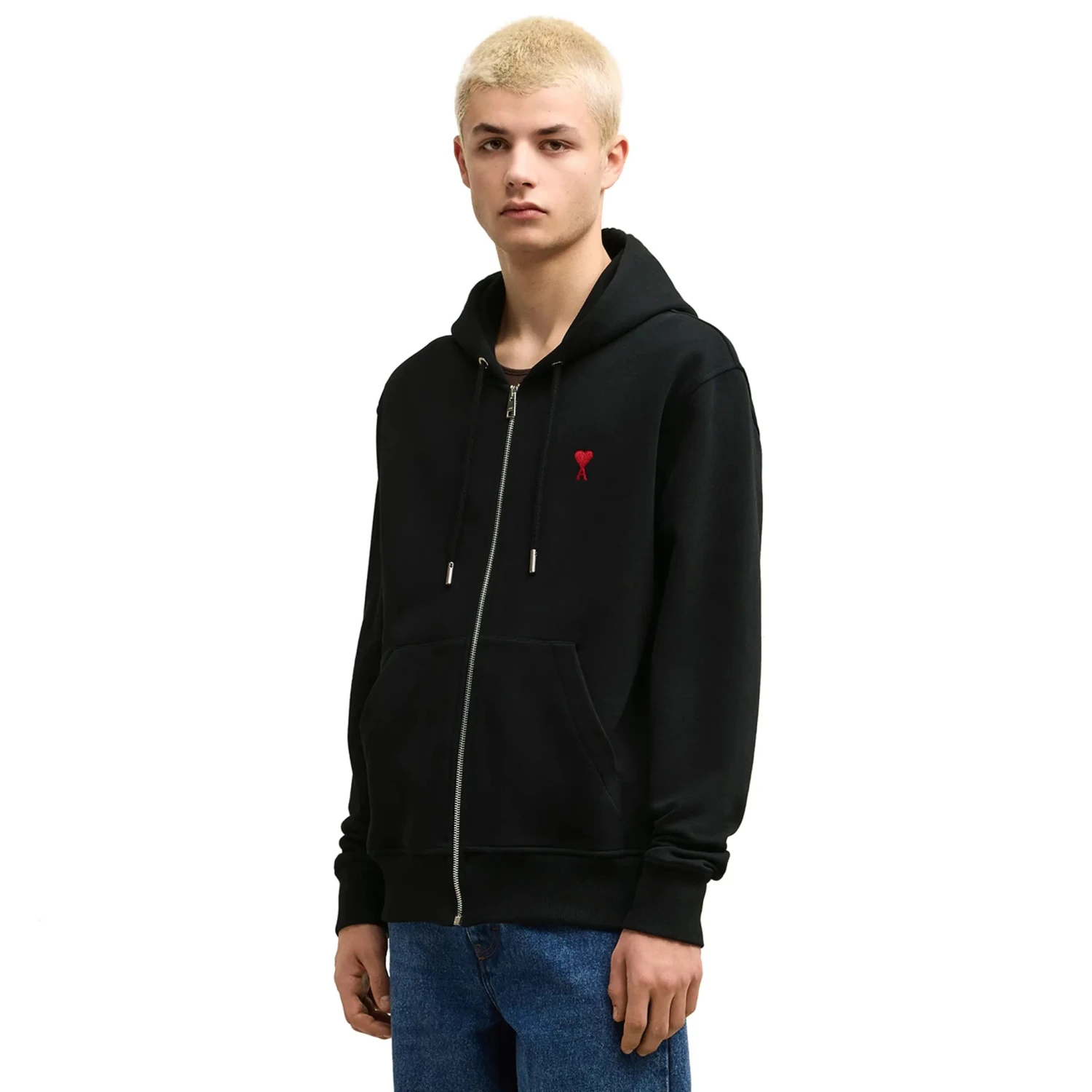 Ami Paris Ami De Coeur Cotton Black Zip-Up Hoodie 4 Ami Paris Ami De Coeur Cotton Black Zip-Up Hoodie - Image 4