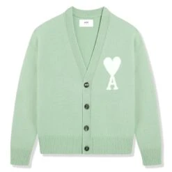 Ami Paris Ami De Coeur Green Cardigan