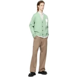 Ami Paris Ami De Coeur Green Cardigan -Creps Lockers ami paris ami de coeur green cardigan model full