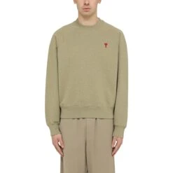 Ami Paris Ami De Coeur Green Sweatshirt 7 Ami Paris Ami De Coeur Green Sweatshirt -Creps Lockers ami paris ami de coeur green sweatshirt e24usw005747 model front