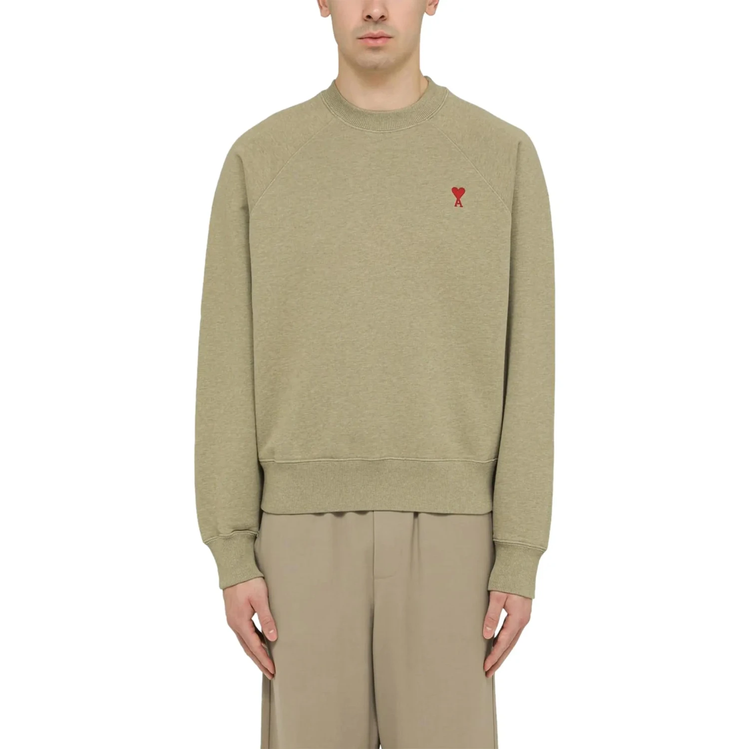 Ami Paris Ami De Coeur Green Sweatshirt 3 Ami Paris Ami De Coeur Green Sweatshirt - Image 3