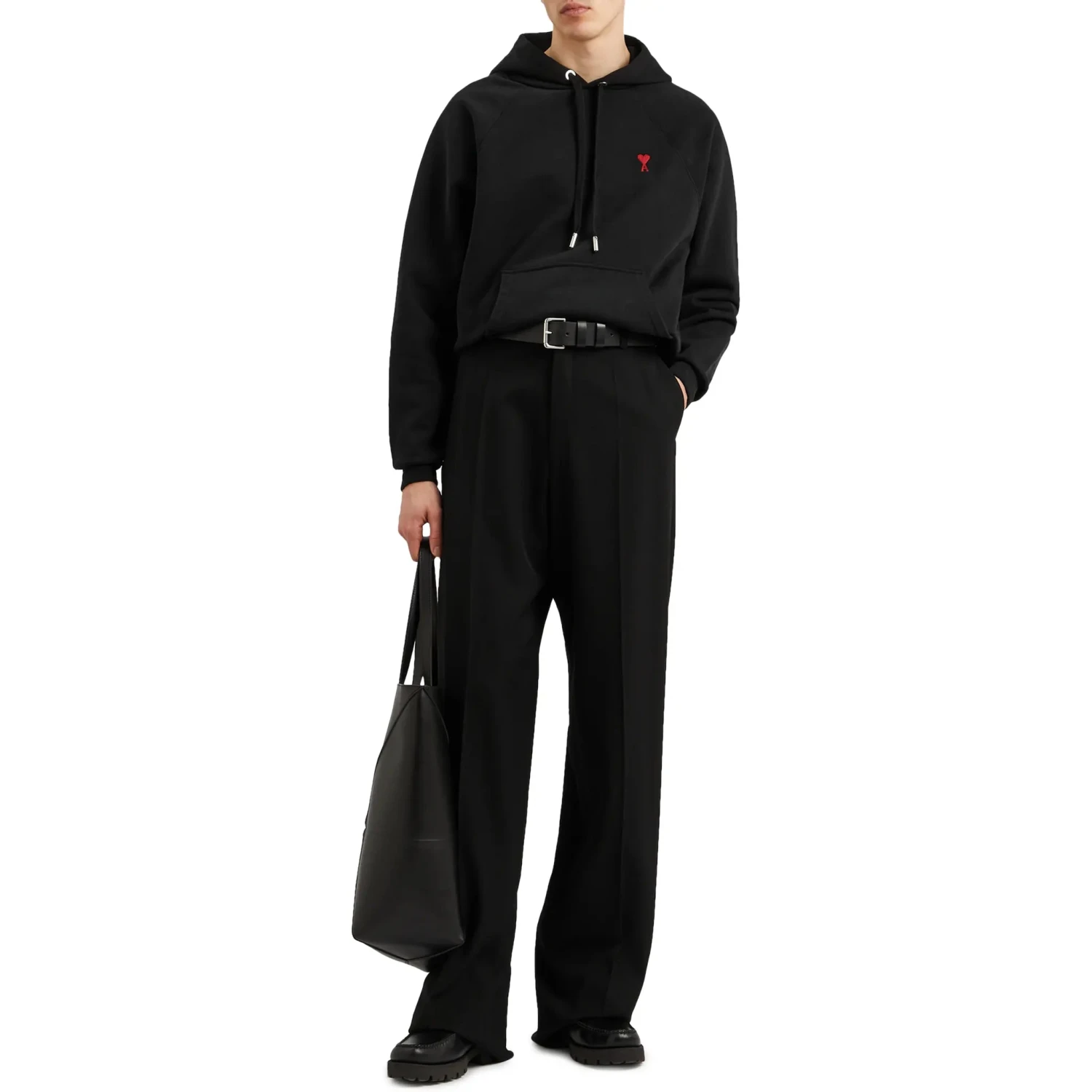 Ami Paris Ami De Coeur Logo Cotton Black Hoodie 5 Ami Paris Ami De Coeur Logo Cotton Black Hoodie - Image 5