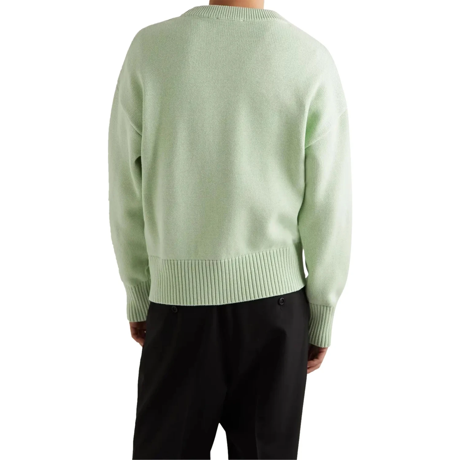 Ami Paris Red Ami De Coeur Logo Intarsia Off Green Sweatshirt 2 Ami Paris Red Ami De Coeur Logo Intarsia Off Green Sweatshirt - Image 2