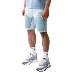 Amicci Adrano Light Blue Carpenter Shorts -Creps Lockers amicci adrano light blue carpenter shorts front side detail