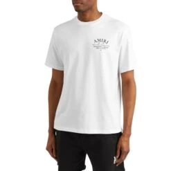 Amiri Arts District White T Shirt 7 Amiri Arts District White T Shirt -Creps Lockers amiri arts district white t shirt pxmjt001 100 model front