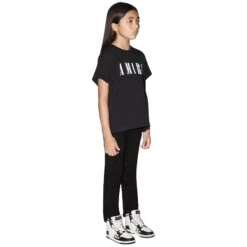 Amiri Kids 'Amiri' Black T Shirt -Creps Lockers amiri kids amiri black t shirt pf22kjl013 001 model side