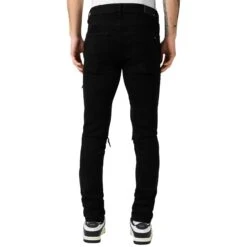 Amiri MX1 Black Leather Patch Jeans 8 Amiri MX1 Black Leather Patch Jeans -Creps Lockers amiri mx1 black leather patch jeans back model