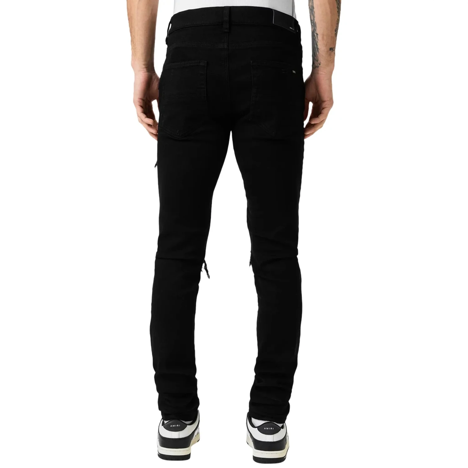 Amiri MX1 Black Leather Patch Jeans 4 Amiri MX1 Black Leather Patch Jeans - Image 4
