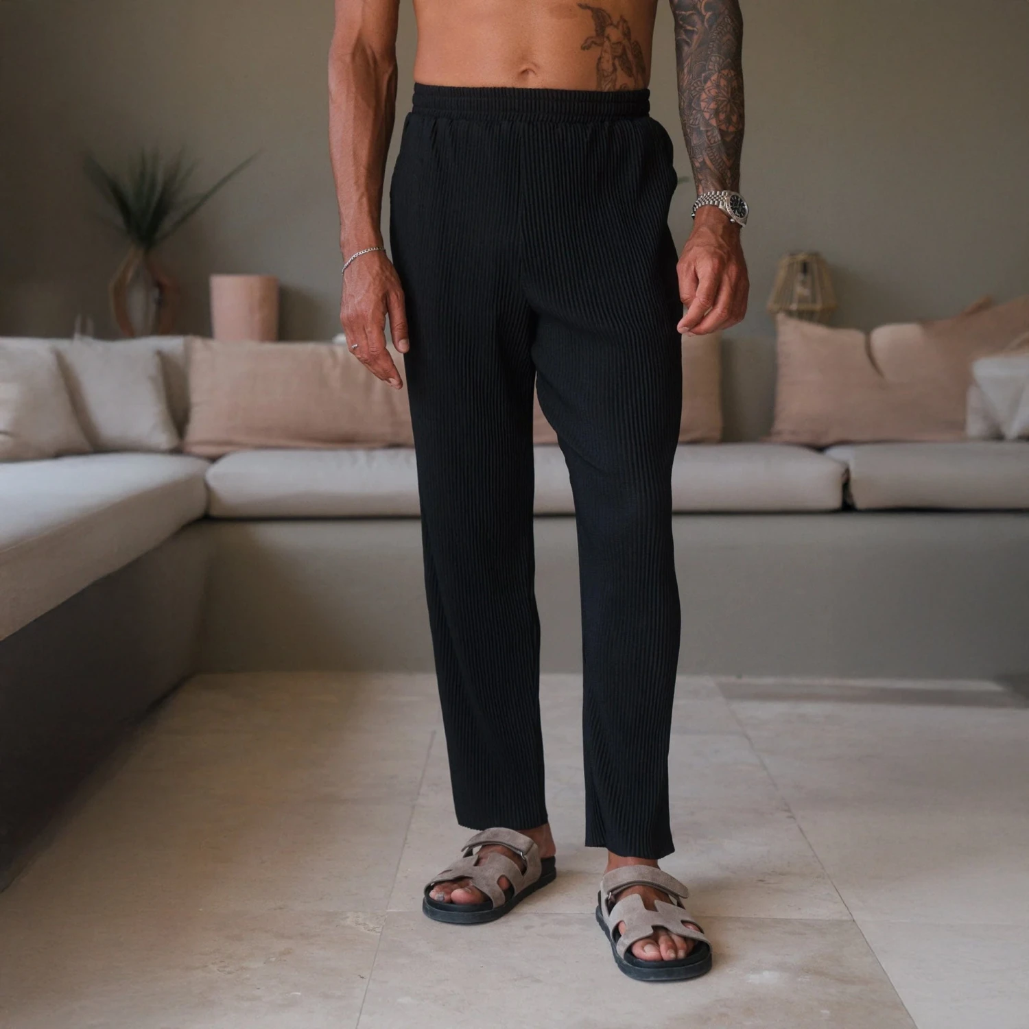 Belier Black Pleated Trousers 1 Belier Black Pleated Trousers