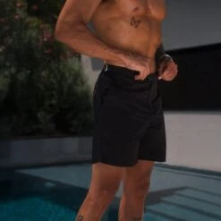 Belier Black Swim Shorts 5 Belier Black Swim Shorts -Creps Lockers belier black swim shorts front side