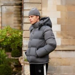 Belier Charcoal Puffer Jacket 6 Belier Charcoal Puffer Jacket -Creps Lockers belier charcoal puffer jacket front side