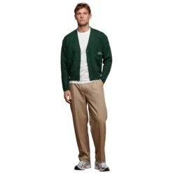 Belier Green Relaxed Fit Knitted Cardigan -Creps Lockers belier green relaxed fit knitted cardigan model front