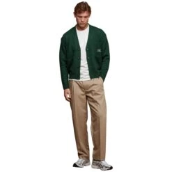 Belier Green Relaxed Fit Knitted Cardigan -Creps Lockers belier green relaxed fit knitted cardigan model front full