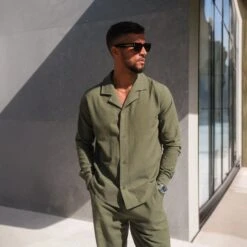 Belier Olive Linen L/S Shirt