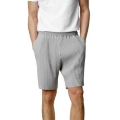 Belier Pleated Light Grey Resort Shirt & Shorts -Creps Lockers belier pleated light grey shorts bm 075 model front 2 ff72deb7 ab37 441e 8312 74f1d3ec2ac8