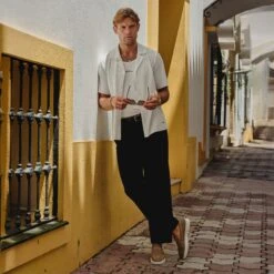 Belier Pleated Resort S/S White Shirt -Creps Lockers belier pleated resort s s white shirt front full