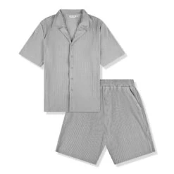 Belier Pleated Light Grey Resort Shirt & Shorts