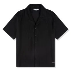 Belier Pleated Short Sleeve Black Resort Shirt