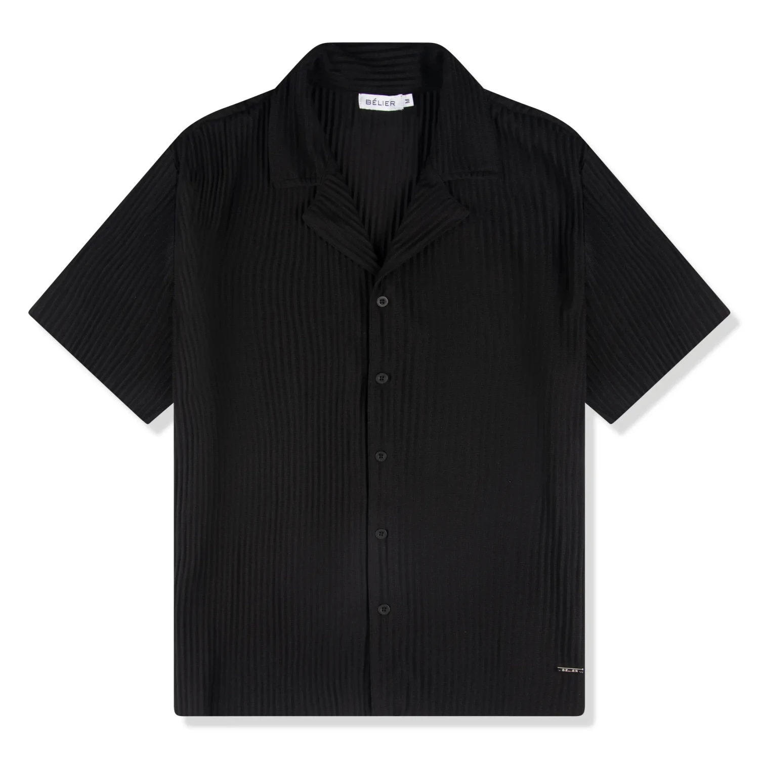 Belier Pleated Short Sleeve Black Resort Shirt 1 Belier Pleated Short Sleeve Black Resort Shirt