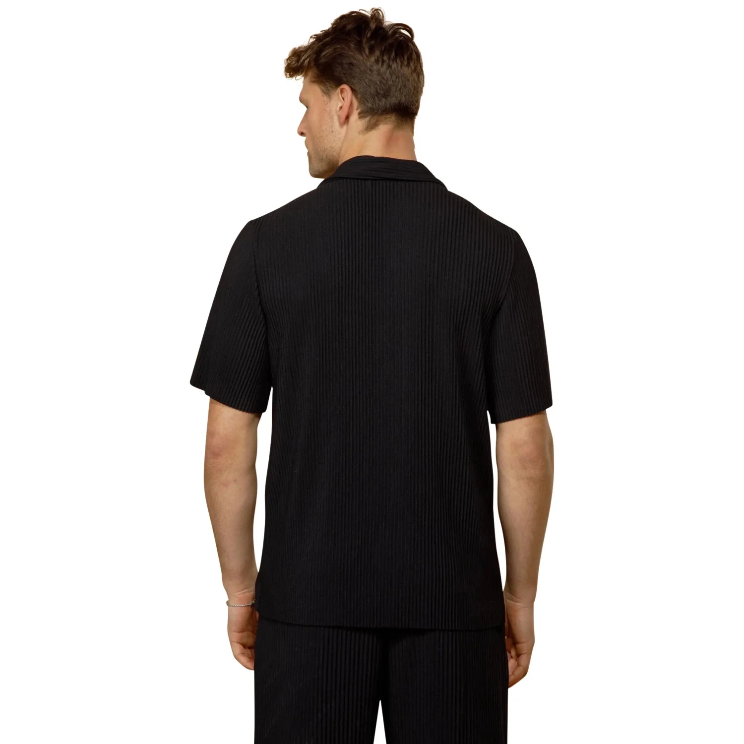 Belier Pleated Short Sleeve Black Resort Shirt 5 Belier Pleated Short Sleeve Black Resort Shirt - Image 5