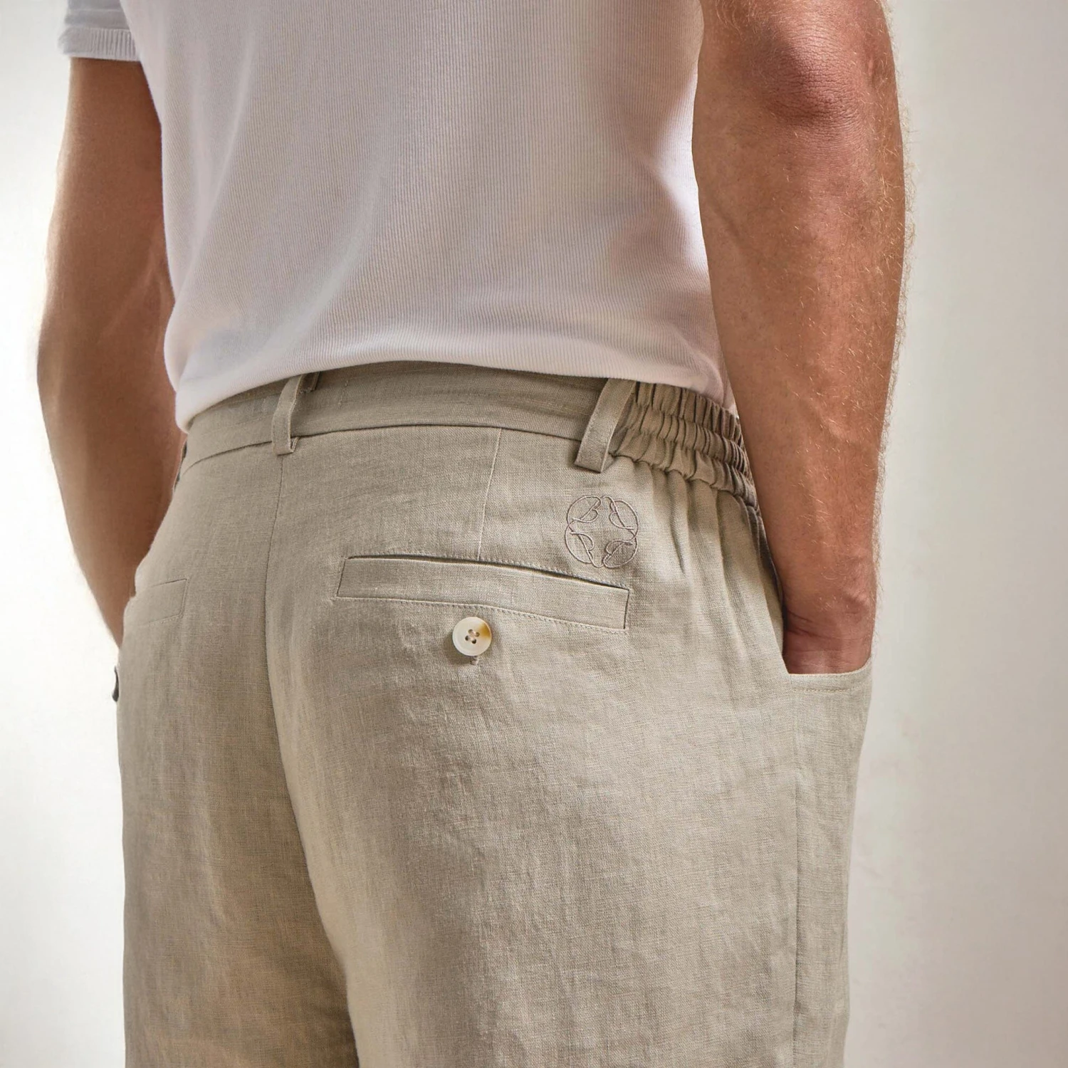 Belier Premium Oatmeal Linen Trousers 5 Belier Premium Oatmeal Linen Trousers - Image 5