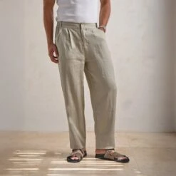 Belier Premium Oatmeal Linen Trousers
