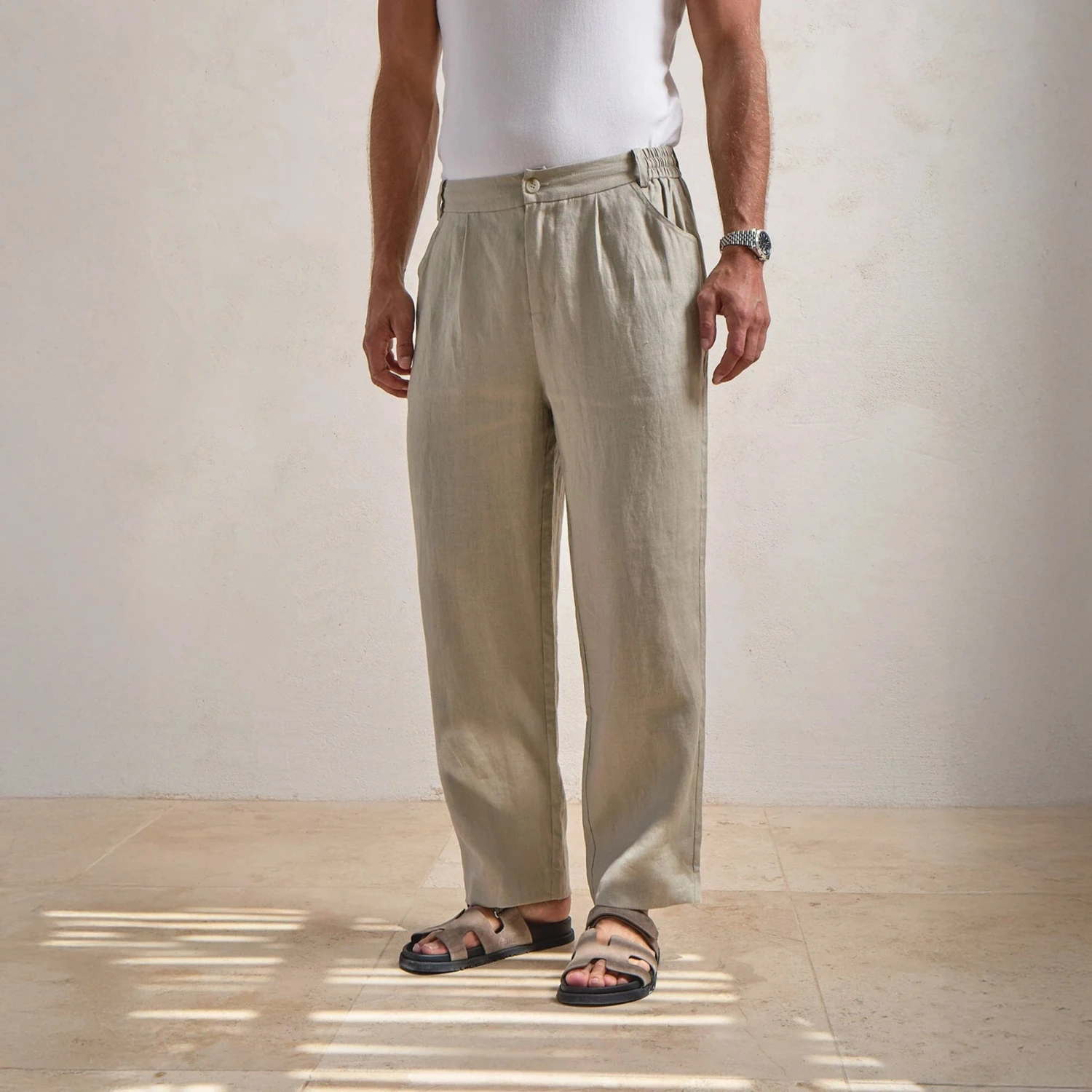 Belier Premium Oatmeal Linen Trousers 3 Belier Premium Oatmeal Linen Trousers - Image 3
