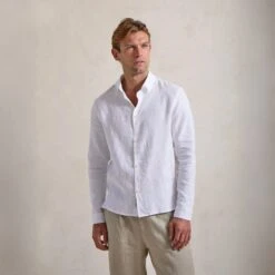Belier Premium White Linen Shirt 11 Belier Premium White Linen Shirt -Creps Lockers belier premium white linen shirt front