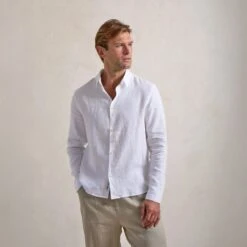 Belier Premium White Linen Shirt