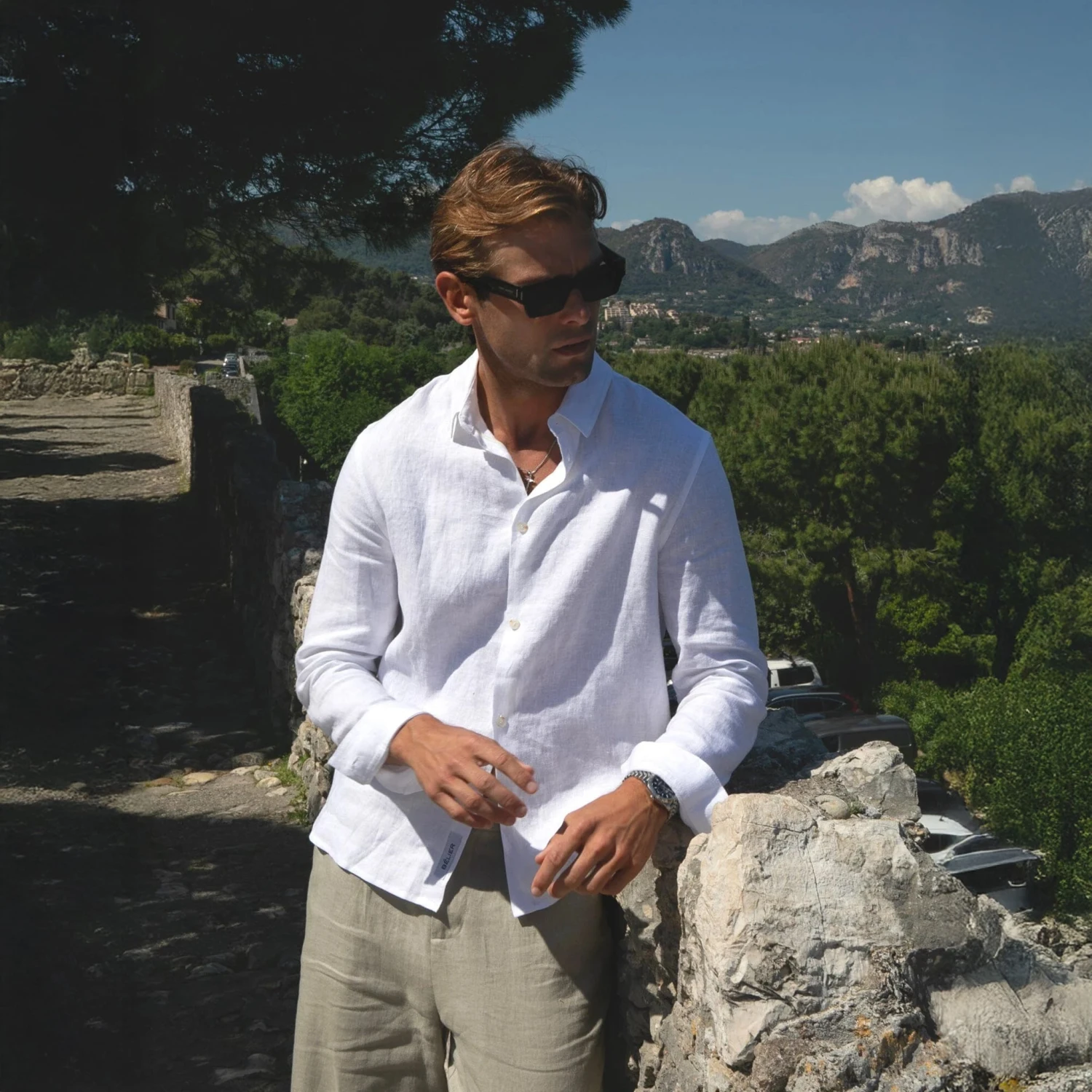 Belier Premium White Linen Shirt 3 Belier Premium White Linen Shirt - Image 3