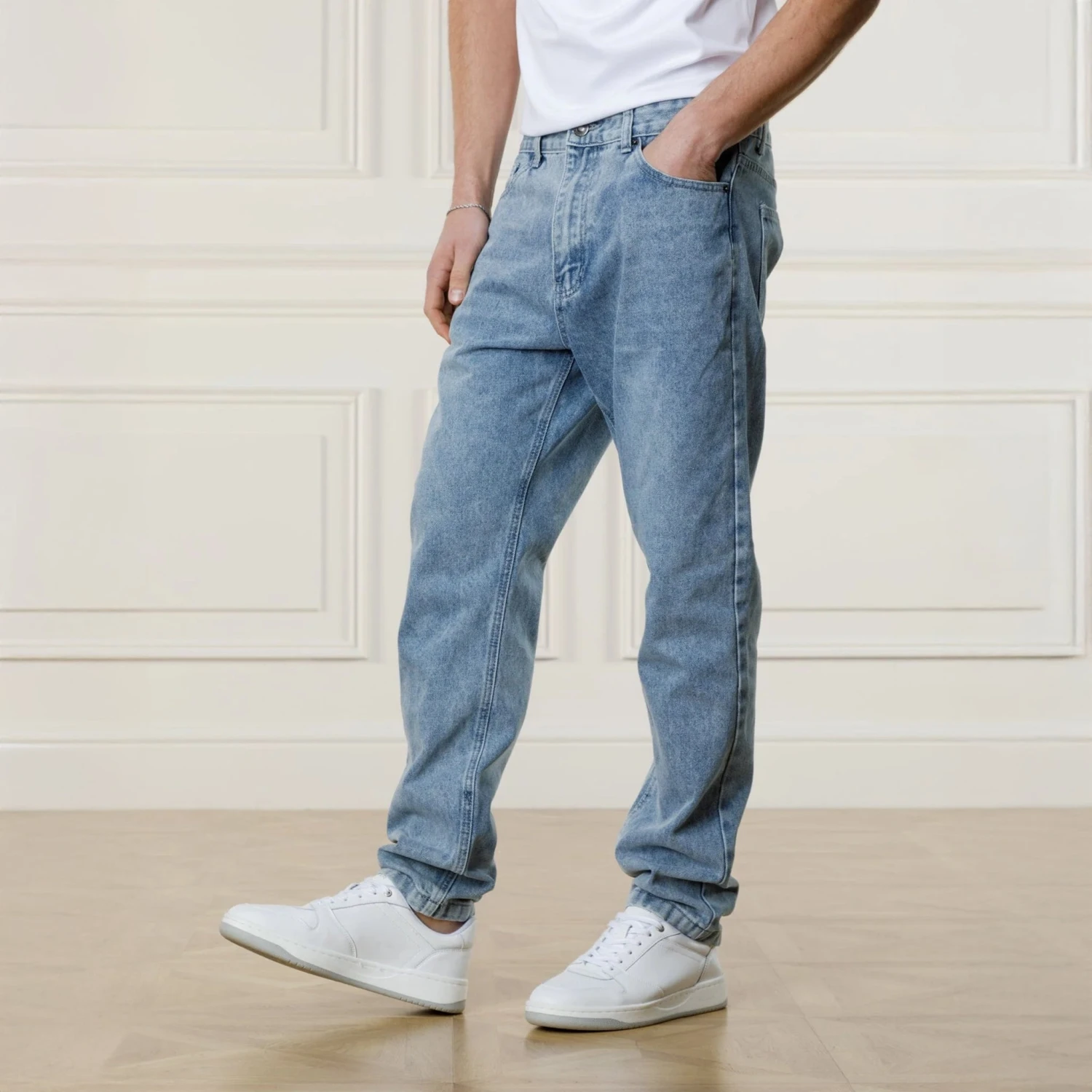 Belier Straight Leg Jeans Washed Blue 4 Belier Straight Leg Jeans Washed Blue - Image 4