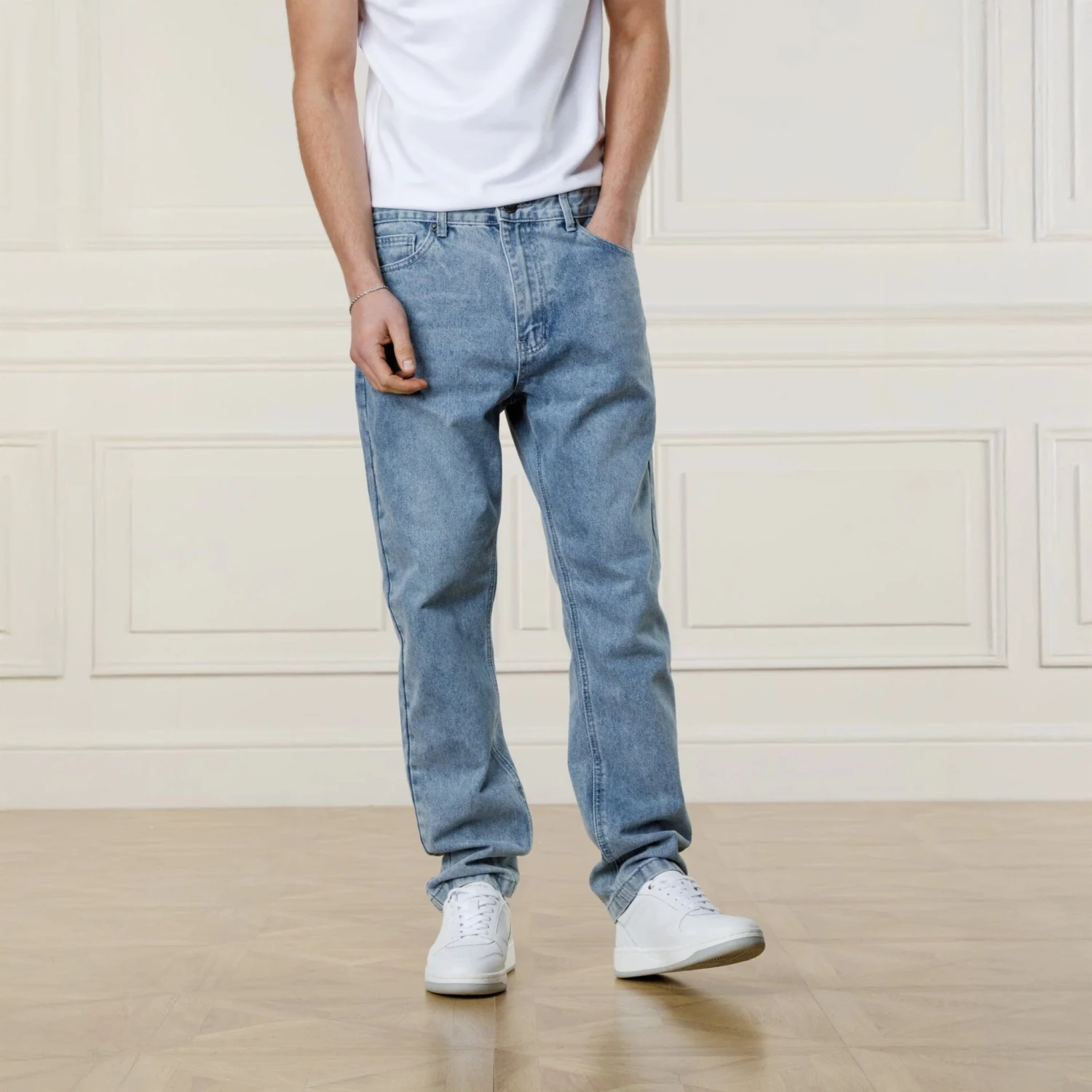 Belier Straight Leg Jeans Washed Blue 1 Belier Straight Leg Jeans Washed Blue