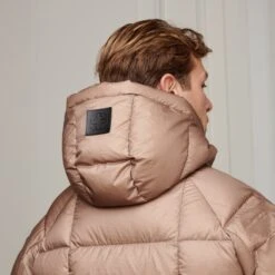 Belier Taupe Ripstop Down Filled Puffer Jacket -Creps Lockers belier taupe ripstop down filled puffer jacket back detailed