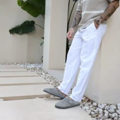 Belier White Linen Trousers
