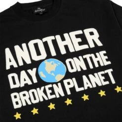 Broken Planet Another Day Midnight Black T Shirt 6 Broken Planet Another Day Midnight Black T Shirt -Creps Lockers broken planet another day midnight black tshirt front detail