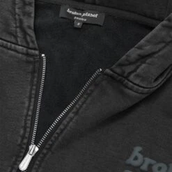 Broken Planet Basics Washed Soot Black Cropped Zip-Up Hoodie -Creps Lockers broken planet basics washed soot black cropped zip up hoodie neck
