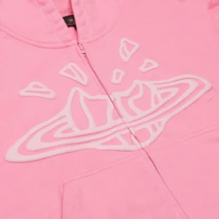 Broken Planet Candy Pink Zip-Up Hoodie 7 Broken Planet Candy Pink Zip-Up Hoodie -Creps Lockers broken planet candy pink zip up hoodie front detail