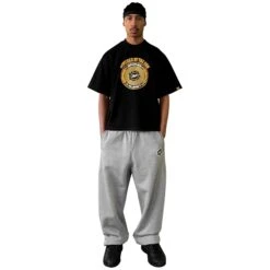 Broken Planet Crest Midnight Black T Shirt -Creps Lockers broken planet crest midnight black t shirt bp j25 ts m black model front